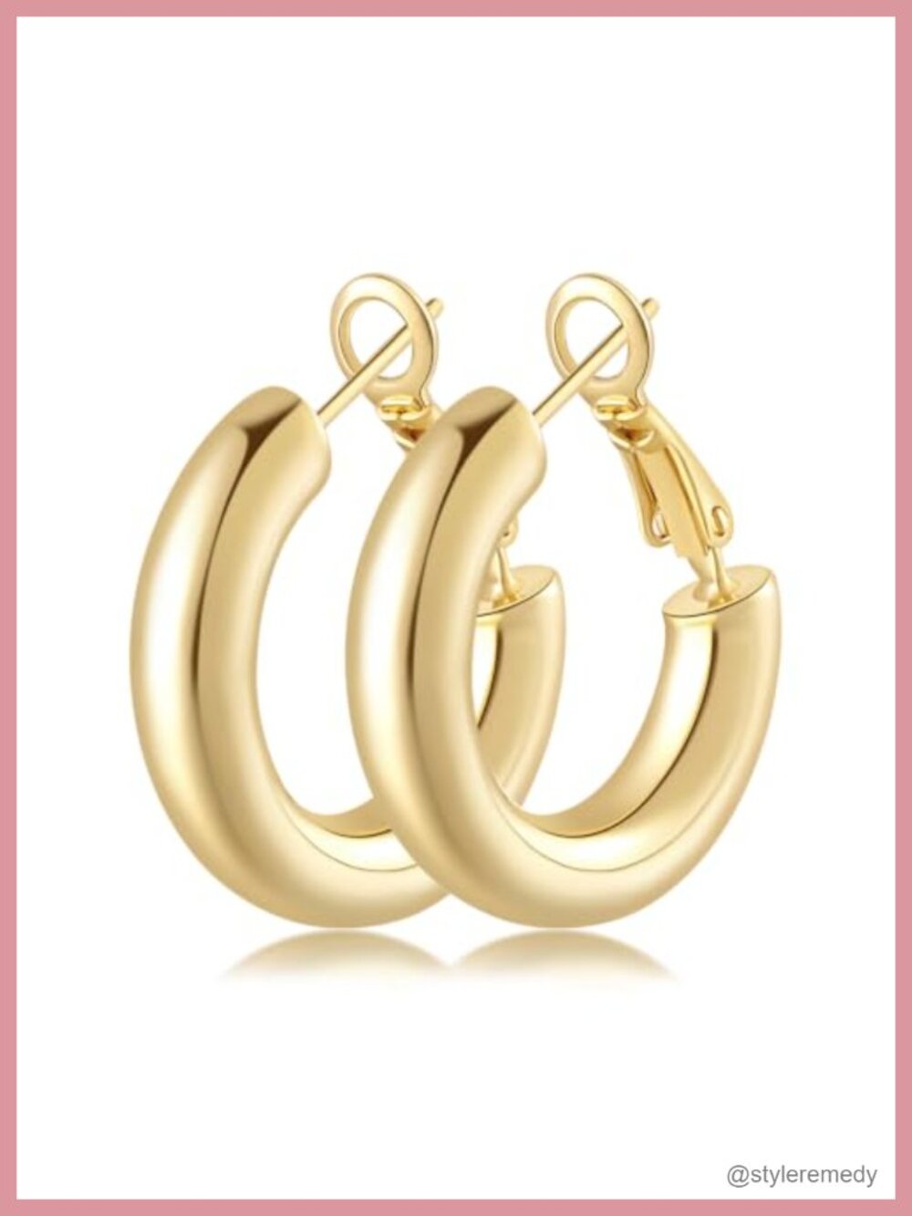 14K Gold Plated Chunky Hoop Earrings for Women
